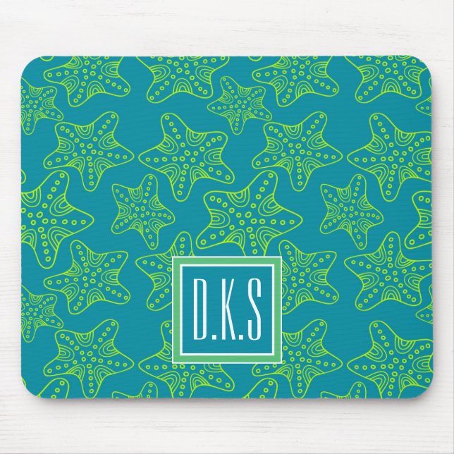 Starfish Crowd Pattern | Monogram Mouse Pad (Front)