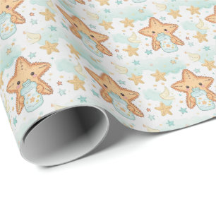Starfish Cute Baby Pastel Watercolor Pattern Wrapping Paper