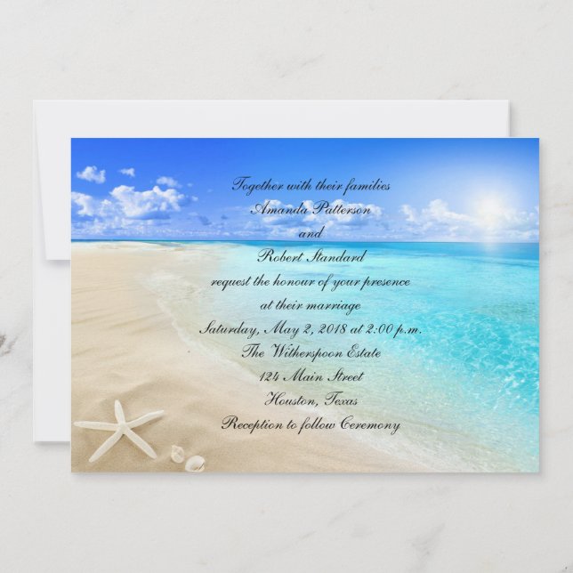 Starfish Destination Beach Wedding Invitation (Back)