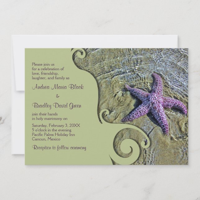 Starfish Destination ou Beach Wedding Invitation (Devant)