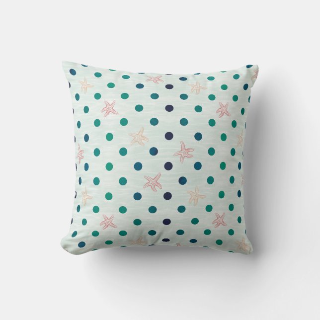 Starfish Dot Dance Double Sided Throw Pillow (Front)