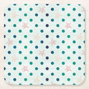 Starfish Dot Dance Square Paper Coaster