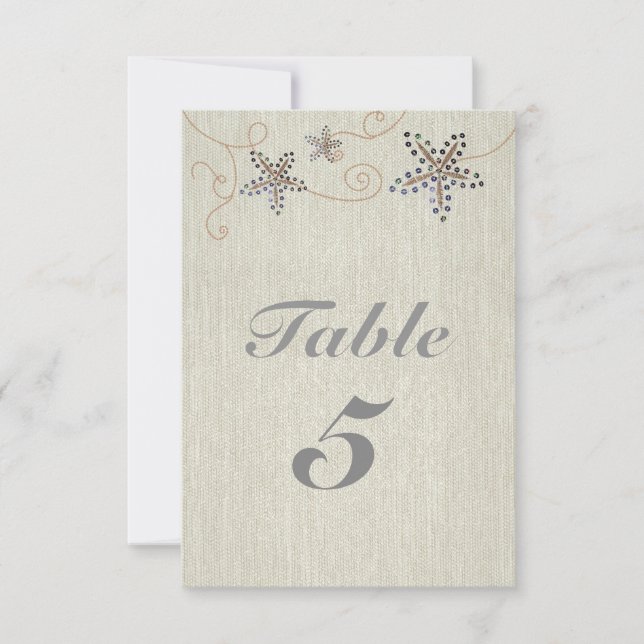 STARFISH ELEGANCE Beach Party Table Number Card (Front)