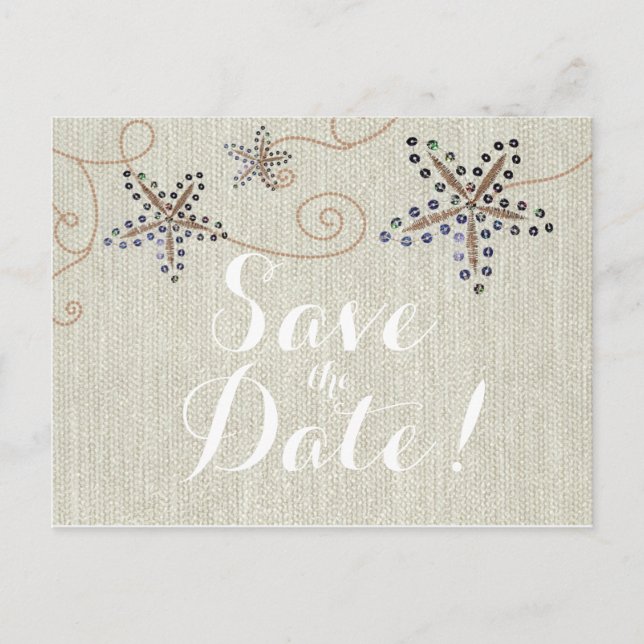 Starfish Elegance Beach SAVE THE DATE Postcard (Front)