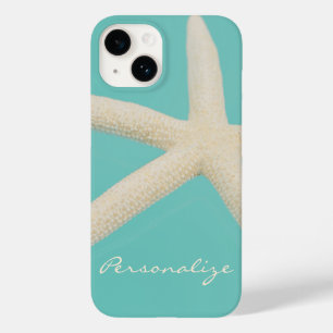 Starfish elegant ocean beach teal cream Case-Mate iPhone 14 case