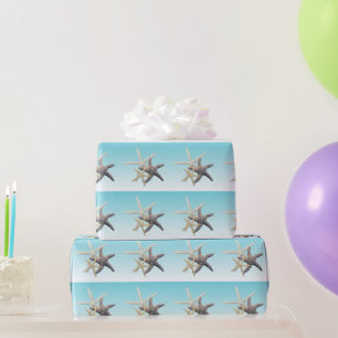 Starfish Family Light Blue Birthday Wrapping Paper