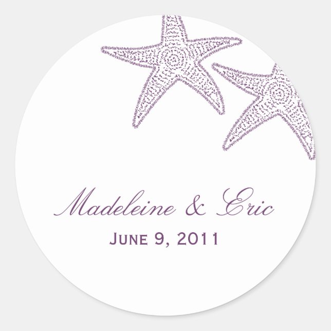 Starfish Favour Sticker - Purple (Front)