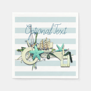 Starfish, Fishing Net & Tall Ship Nautical Napkin