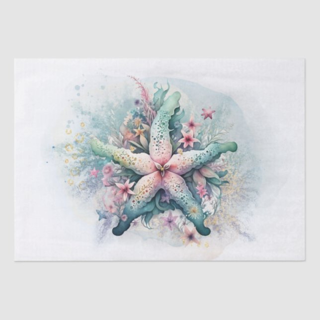 Starfish Floral Watercolor Tissue Paper (Front)