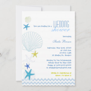 Starfish Garden Chevron Bridal Shower Invitation