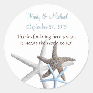 Starfish Gathering Round Wedding Favour Labels