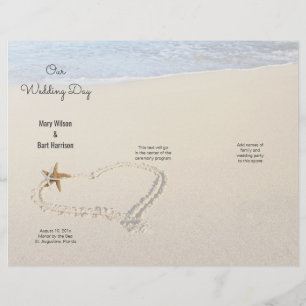 Starfish Heart in Sand Beach Wedding Program
