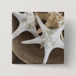 Starfish in a basket 2 inch square button