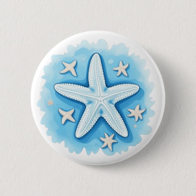 Starfish in Blue 2 Inch Round Button (Front)