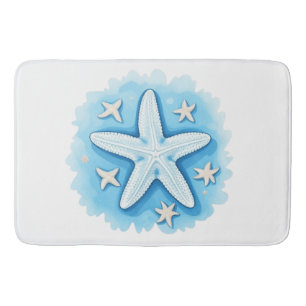 Starfish in Blue Bath Mat