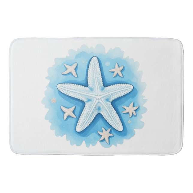 Starfish in Blue Bath Mat (Front)