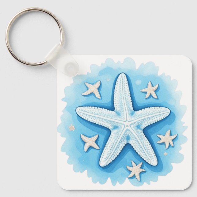 Starfish in Blue Keychain (Front)