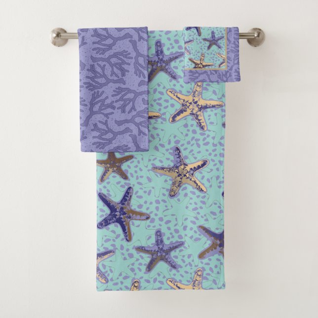 Starfish in the Sand with Coralize Bath Towel Set (Insitu)