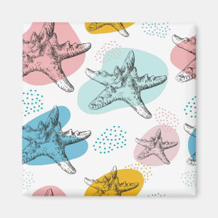 Starfish in trendy colours elegant pattern magnet