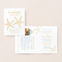 Starfish Invitation Beach Wedding Passport