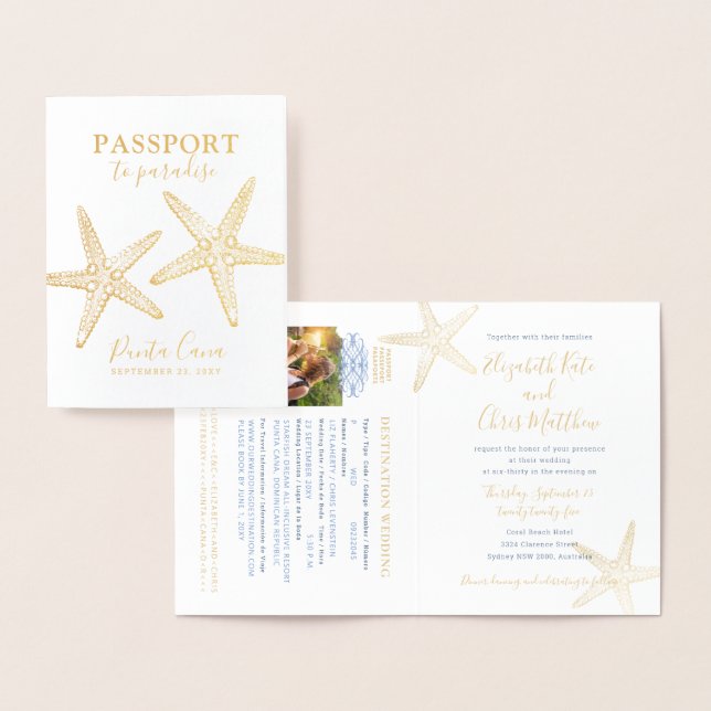 Starfish Invitation Plage Mariage Passeport (Affichage)