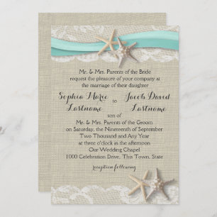 Starfish Lace and Ribbon Invitation