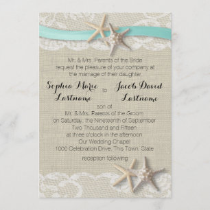Starfish Lace and Ribbon Invitation
