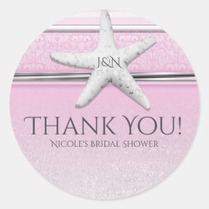 Starfish Lavender Pink Elegant Beach Favour Classic Round Sticker