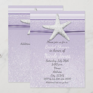 Starfish Lavender Purple Elegant Plage Invitations
