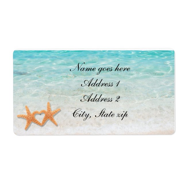 Starfish Love Beach Ocean & Sand Wedding Labels (Devant)