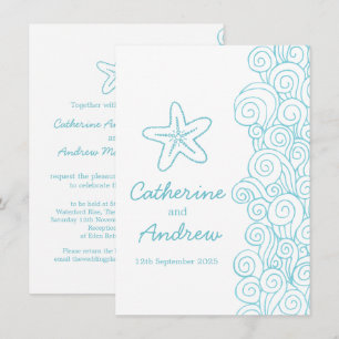 Starfish mer tourbillon bleu plage invitation mari