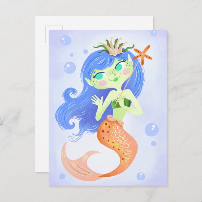 Starfish Mermaid Princess Postcard (Front/Back)