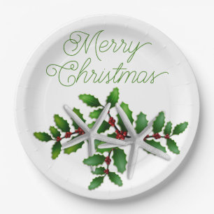 Starfish Merry Christmas Party Paper Plates