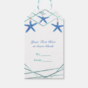 Starfish & Modern Lines Elegant Beach Custom Favou Gift Tags