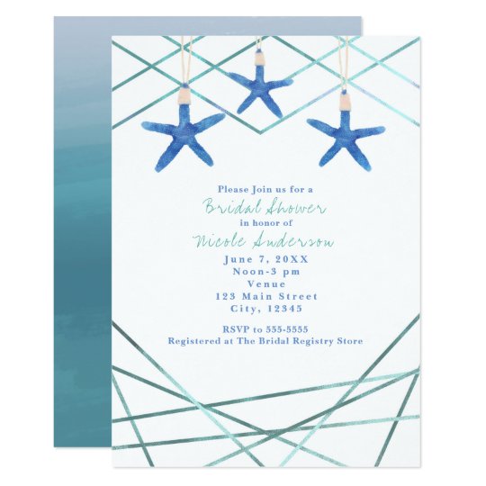 Starfish & Modern Lines Elegant Beach Invitations