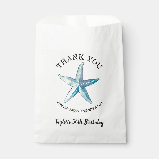 Starfish Nautical Beach Ocean Theme Favour Bag (Front)