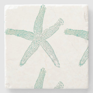 Starfish Nautical Beach Teal Seafoam Green Blue Stone Coaster