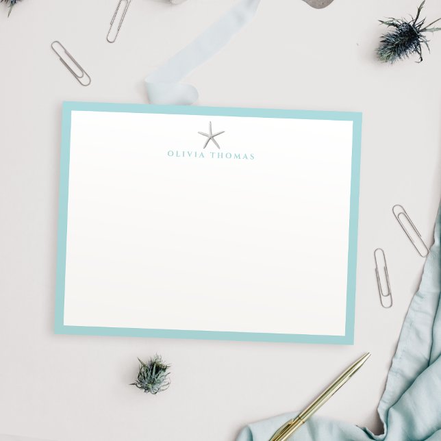 Starfish nautical simple personalized Stationery Card (Starfish nautical simple personalized Stationery Note Card)