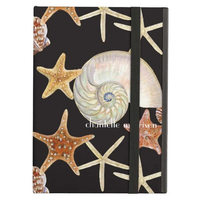 Starfish Nautilus Scallop Sea Shell Modern Pattern iPad Air Cover (Front Closed)