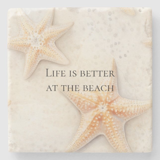 Starfish Ocean Beach  Stone Coaster (Front)