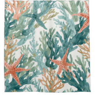 Starfish Ocean Coral Sealife Teal Orange