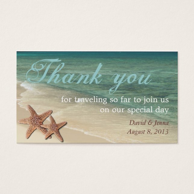 Starfish Ocean Thank You Tag (Front)