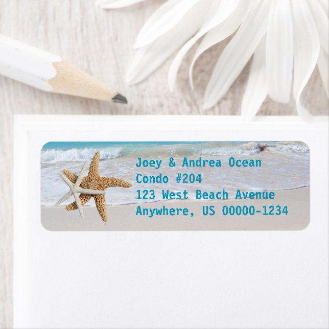 Starfish Ocean Water Holiday Return Address Labels (Insitu)