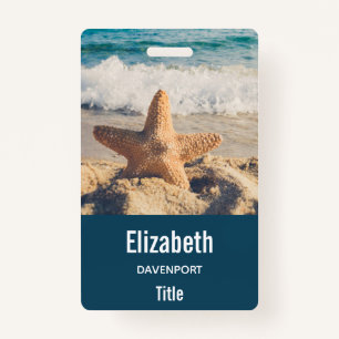 Starfish on a Sandy Beach Photograph Badge