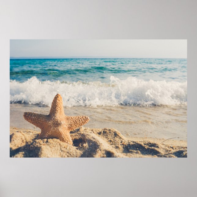 Starfish on a Sandy Beach Photograph Poster (Front)