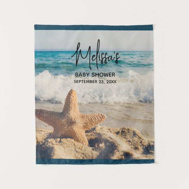 Starfish on a Sandy Beach Photograph Tapestry (Front)