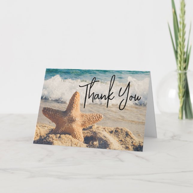 Starfish on a Sandy Beach Photograph Thank You Card (Front)
