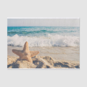 Starfish on a Sandy Beach Photograph Tissue Paper
