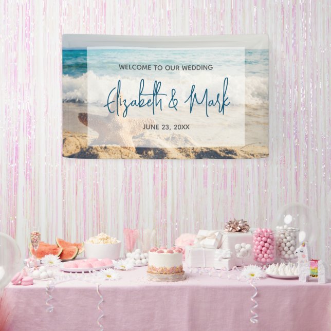 Starfish on a Sandy Beach Photograph Wedding Banner (Party)