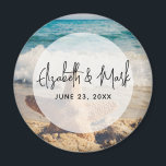 Starfish on a Sandy Beach Photograph Wedding Magnet<br><div class="desc">A magnet with a scenic photo. A big starfish set upright on a sandy beach. A beautiful blue sea with waves of white surf in the background.</div>